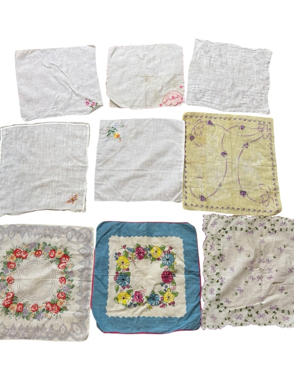 Lot of Nine Vintage‎ Handkerchiefs